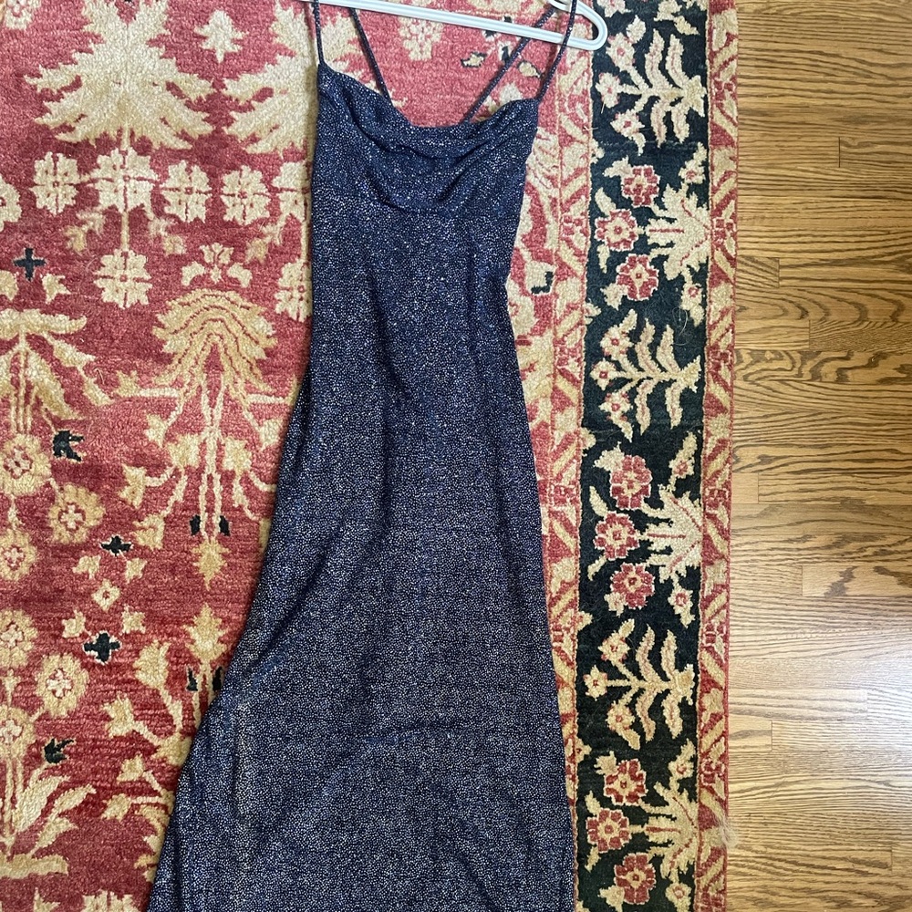 Vintage City Triangles Glittering Black and Blue Dress size M